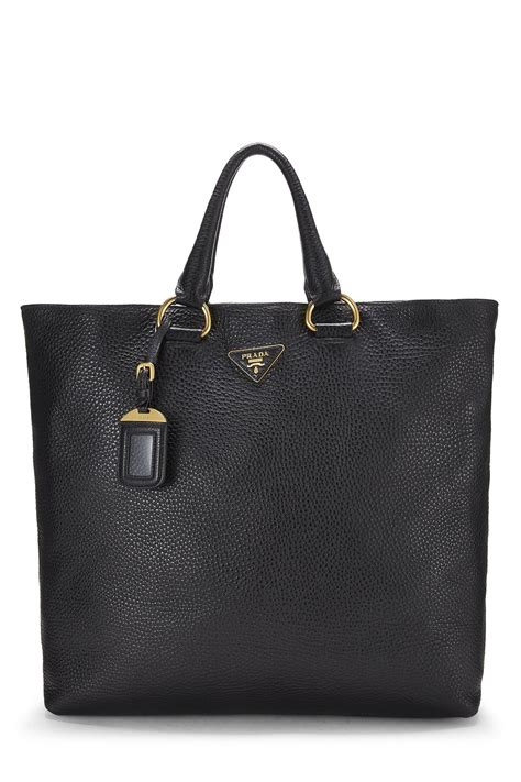 prada daino top handle gold tone black|Prada Black Vitello Daino Convertible Buckle Tote .